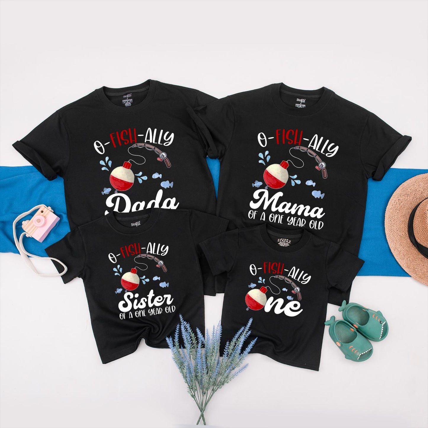 O-Fish-Ally One Personalized Fishing Birthday Shirt Family Matching Boy First Celebration Outfit with Cute Cartoon Bobber & Fish Design