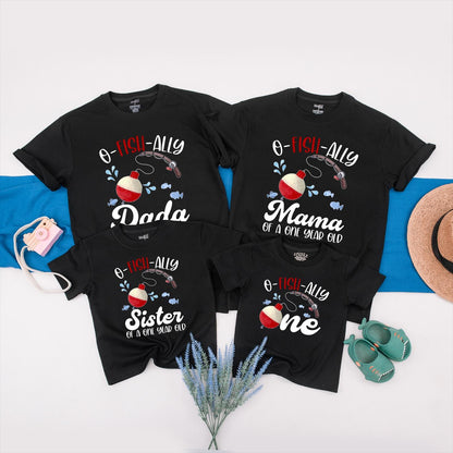 O-Fish-Ally One Personalized Fishing Birthday Shirt Family Matching Boy First Celebration Outfit with Cute Cartoon Bobber & Fish Design