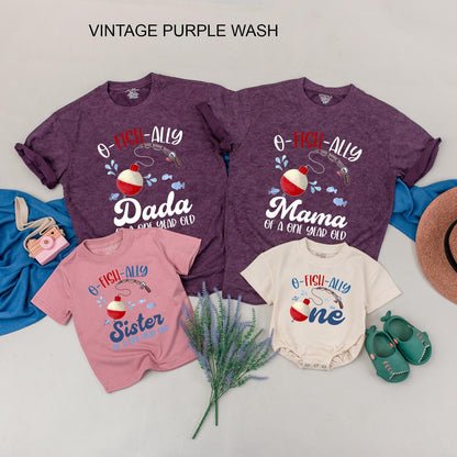 O-Fish-Ally One Personalized Fishing Birthday Shirt Family Matching Boy First Celebration Outfit with Cute Cartoon Bobber & Fish Design