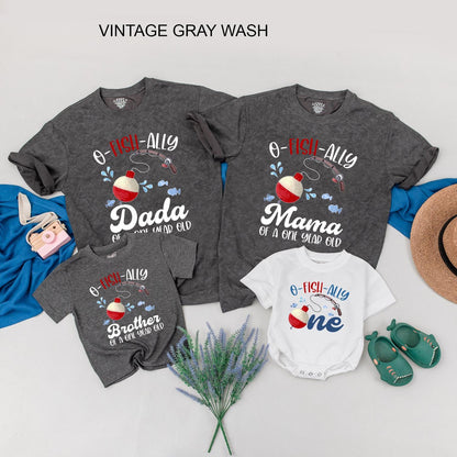 O-Fish-Ally One Personalized Fishing Birthday Shirt Family Matching Boy First Celebration Outfit with Cute Cartoon Bobber & Fish Design