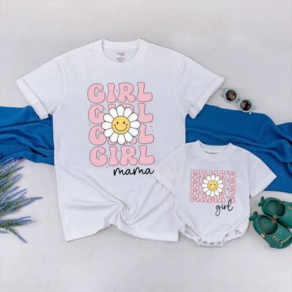 Mama and Mini Daisy Flower Matching Shirts Cute Pink Retro Mom Baby Outfits Mother's Day Gift