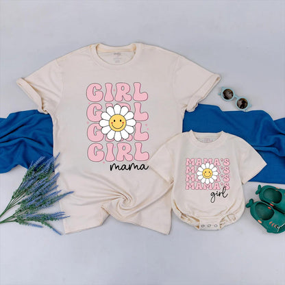 Mama and Mini Daisy Flower Matching Shirts Cute Pink Retro Mom Baby Outfits Mother's Day Gift