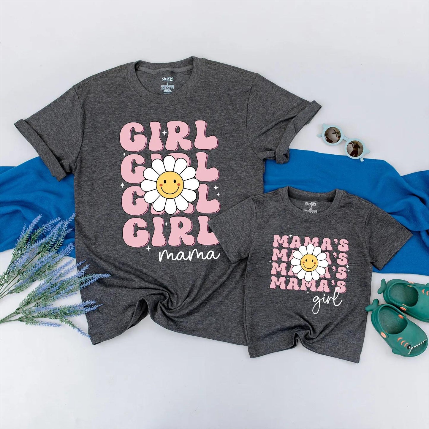 Mama and Mini Daisy Flower Matching Shirts Cute Pink Retro Mom Baby Outfits Mother's Day Gift