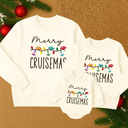 Merry Cruisemess Family Holiday Lights Cruise Sweatshirt Custom Family Christmas Cruise Vacation Fun