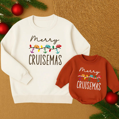 Merry Cruisemess Family Holiday Lights Cruise Sweatshirt Custom Family Christmas Cruise Vacation Fun