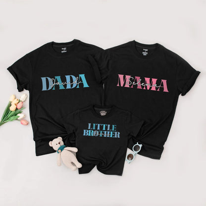 Matching Family Name Shirts, Custom Mama Bear, Dada Bear, Big Sister, Little Brother, Personalized Modern Script Tees, Baby Announcement Outfit, Gifts