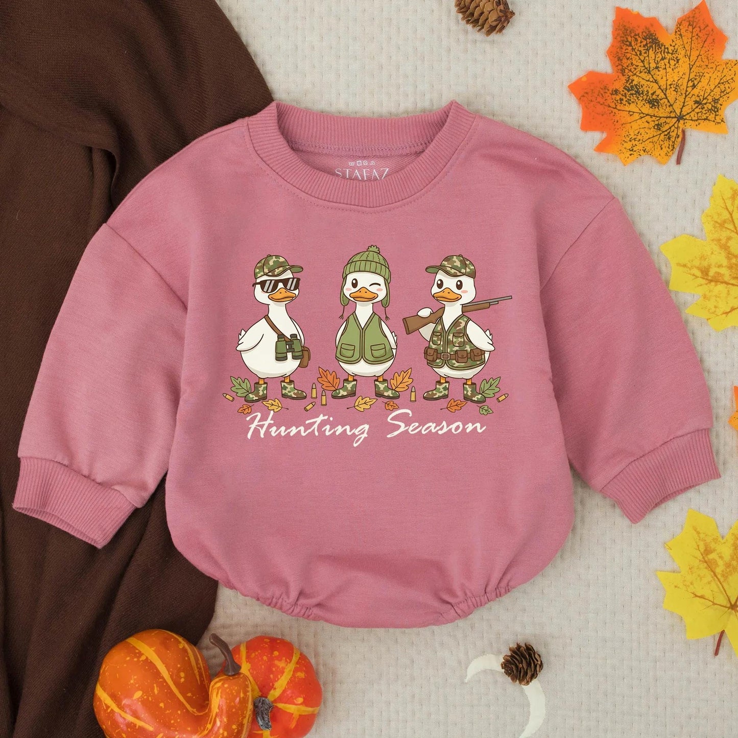 Camo Duck Hunting Season Baby Bubble Romper Southern Boy Infant Outfit Toddler Fall Clothes Newborn Hunting Buddy Gift Earthy Whimsical Design