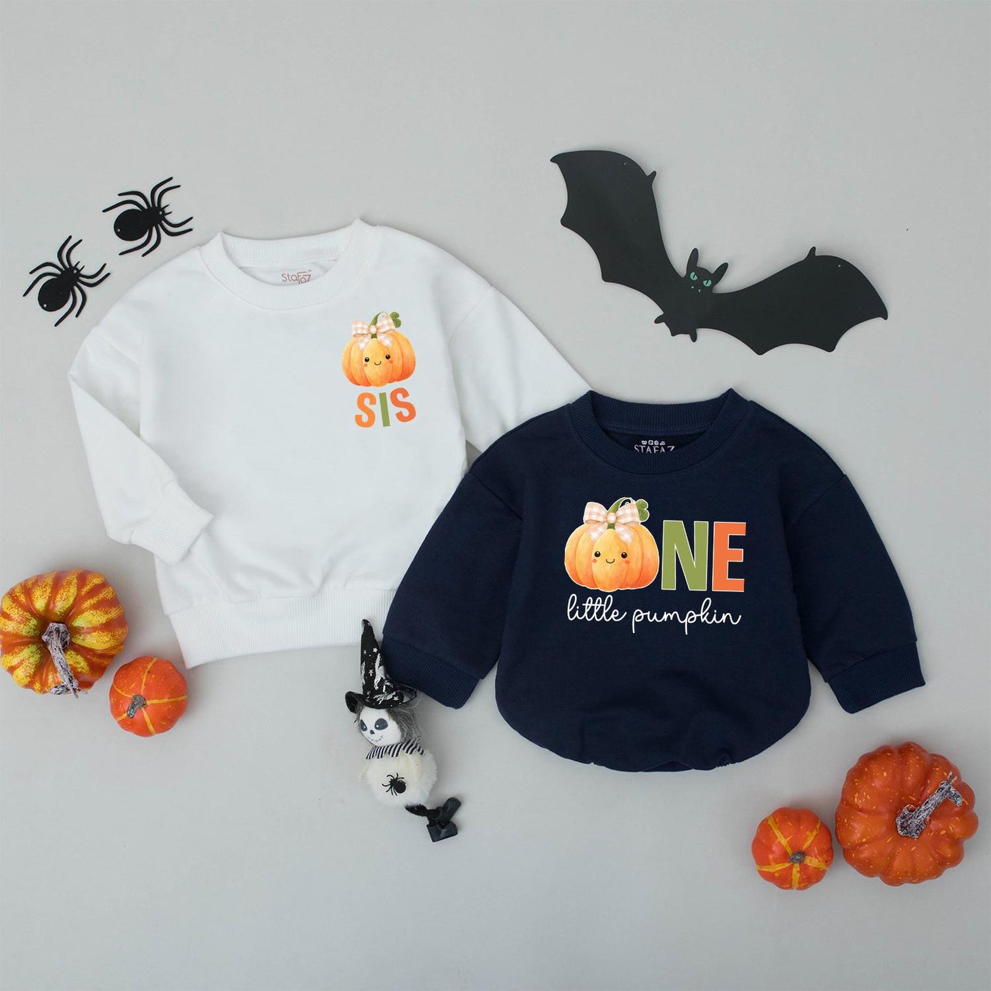 Cute Cartoon Pumpkin Family Sweatshirts Matching Autumn Outfits Mommy and Me Thanksgiving Sweaters Little Pumpkin Baby Romper