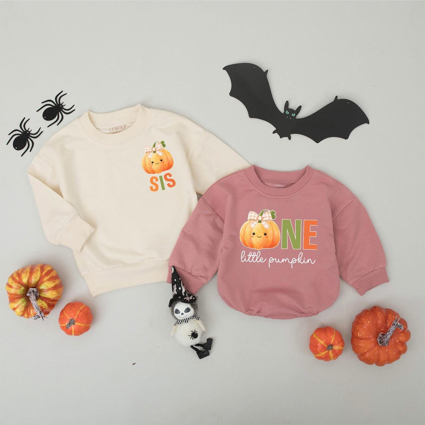 Cute Cartoon Pumpkin Family Sweatshirts Matching Autumn Outfits Mommy and Me Thanksgiving Sweaters Little Pumpkin Baby Romper