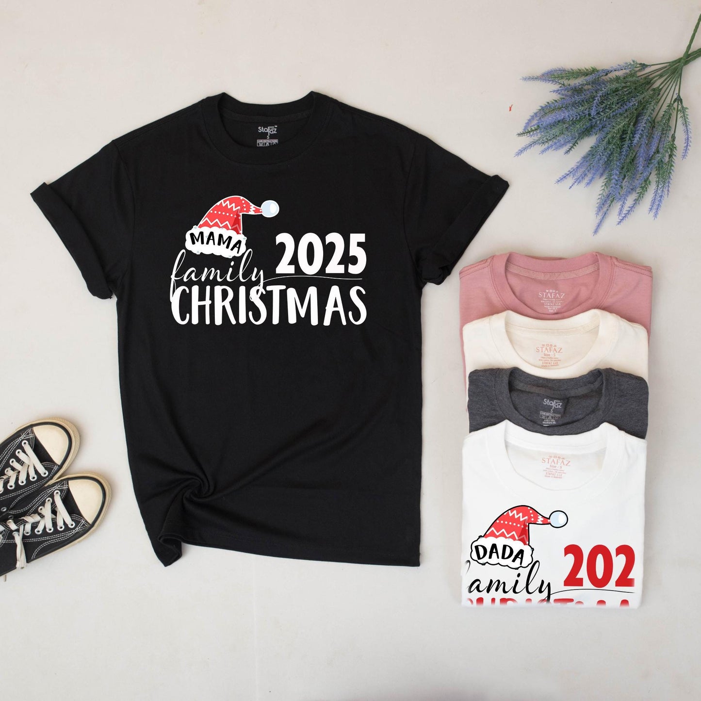 Matching Family Christmas 2025 Sweatshirts Mama Emma, Holiday Outfits, Festive Santa Hat Clothes, Custom Christmas Matching Clothes Outfit Set