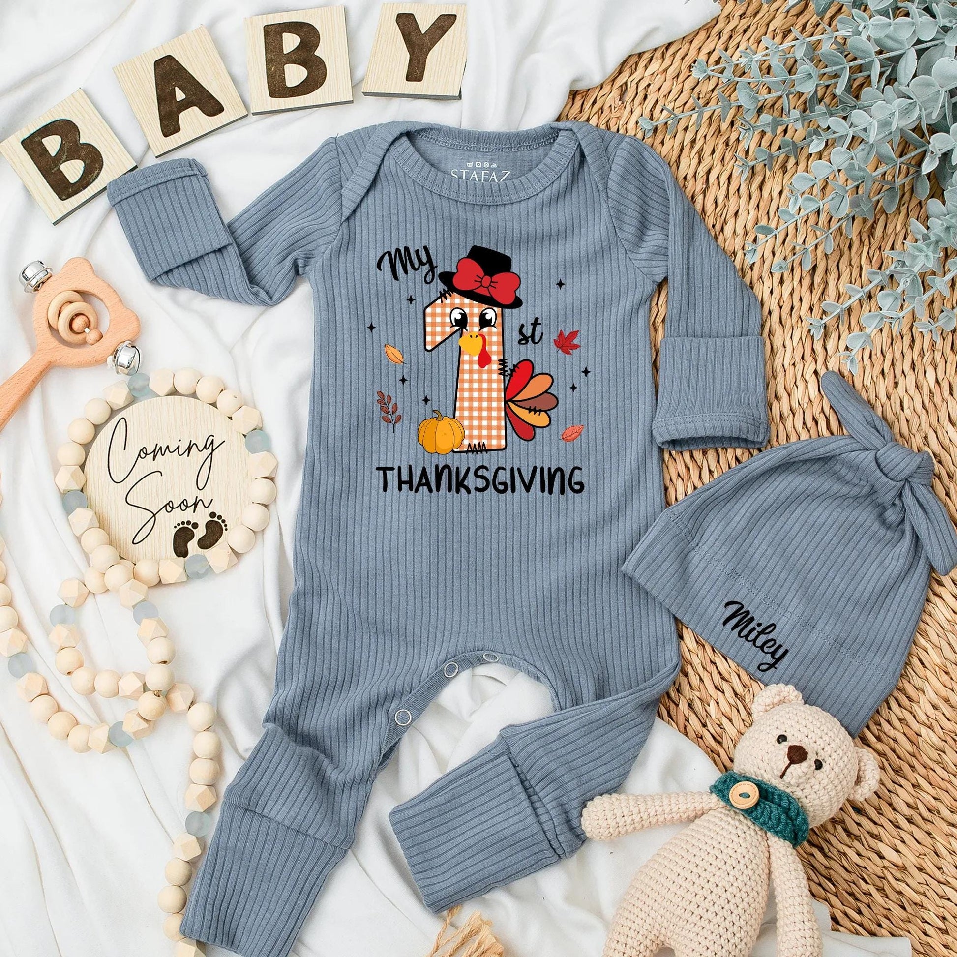 My 1st Thanksgiving Baby Bodysuit Cute Turkey Design Fall Newborn Clothes Festive Baby Shower Gift Adorable Baby Boy Girl Outfit