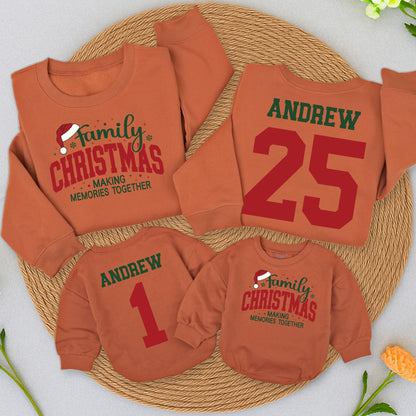 Custom Family Christmas Making Memories Together Matching Sweatshirts Rompers Kids Vintage Holiday Name Number Outfits