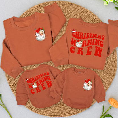 Vintage Santa Christmas Morning Crew Sweatshirt Toddler Outfit, Retro Holiday Design, 2-Sided Sweater Girl Boy, Winter Gift