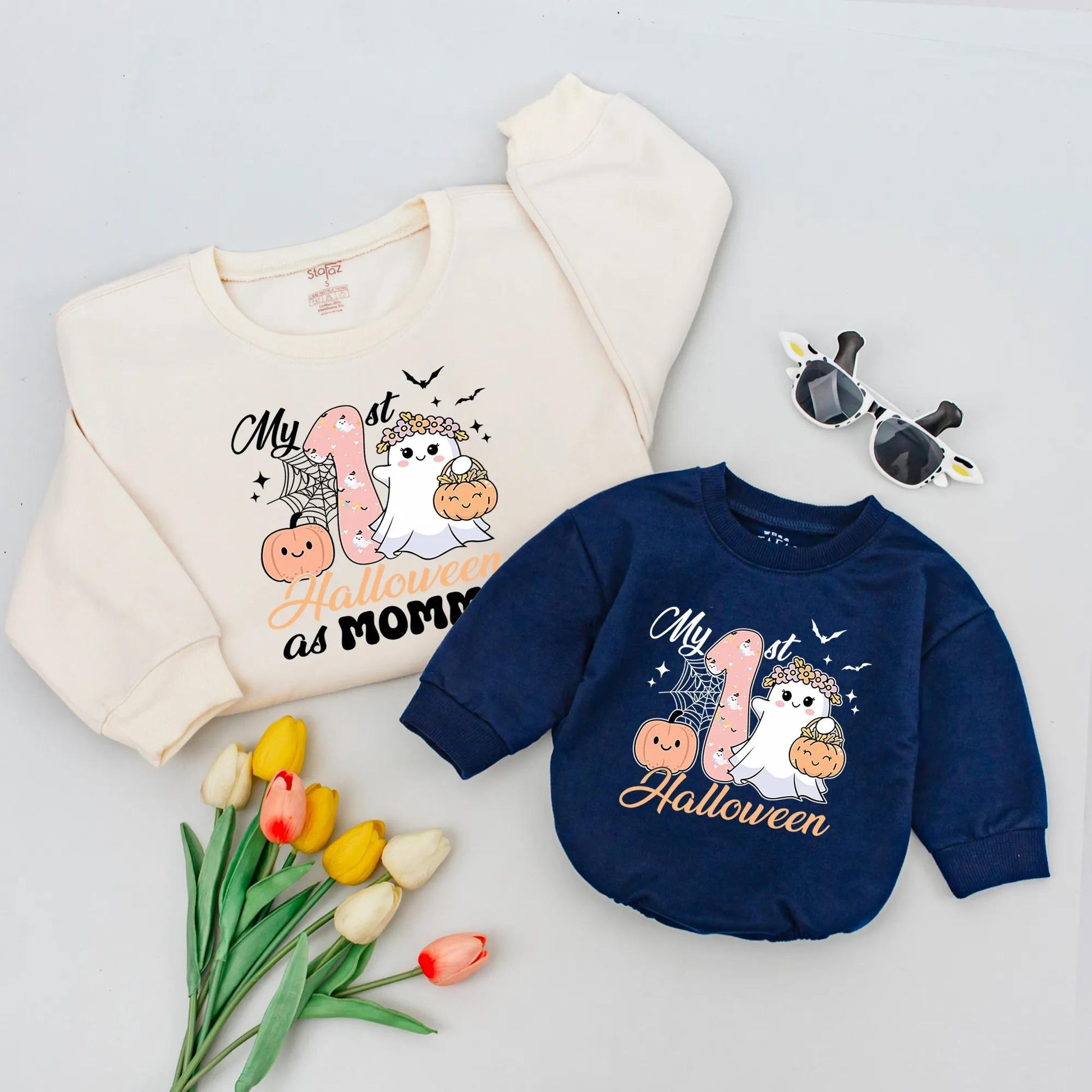 My 1st Halloween Baby Romper Cute Ghost Pumpkin Spiderweb Design for Little Girl Toddler First Halloween Gift Black Pink Orange White Yellow Outfit