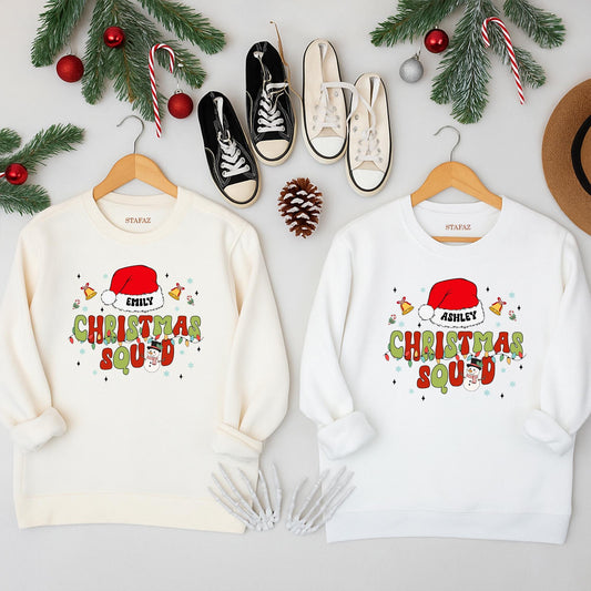 Personalized Christmas Squad Crewneck Sweatshirt for Emily or Ashley Matching Family Holiday Group Outfit 2025