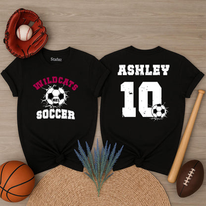 Custom Soccer Team Shirt with Name and Number: Personalized Soccer Mom Gift, Fan Tee, Soccer Number Color