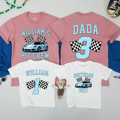 Two Fast Birthday Matching Family Shirts Race Car Party! Pit Crew Mom Dad Tees Fast One Birthday Boy Racing Team Apparel Tshirts Birthday Outfits