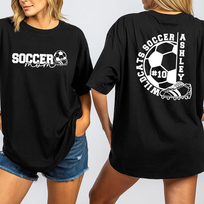 Personalized Soccer Mom & Kids Ashley Name Number 10 Shirts Wildcats Team Cleat Design Sporty Game Day Season Gift Idea