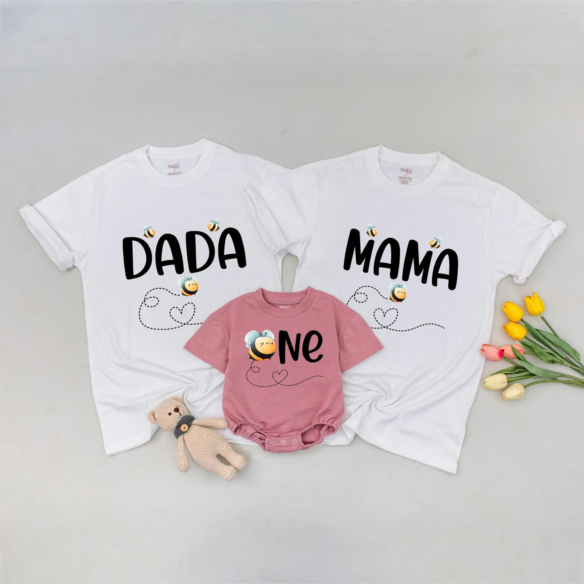 Sweet Bee Family Matching Birthday Shirts: Dada Mama One First Birthday Outfit, Cute Bumble Bee Tee, Party Celebration, Honey Bee, Matching Family,1st Birthday