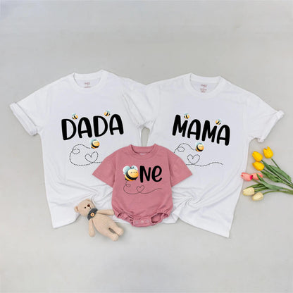 Sweet Bee Family Matching Birthday Shirts: Dada Mama One First Birthday Outfit, Cute Bumble Bee Tee, Party Celebration, Honey Bee, Matching Family,1st Birthday