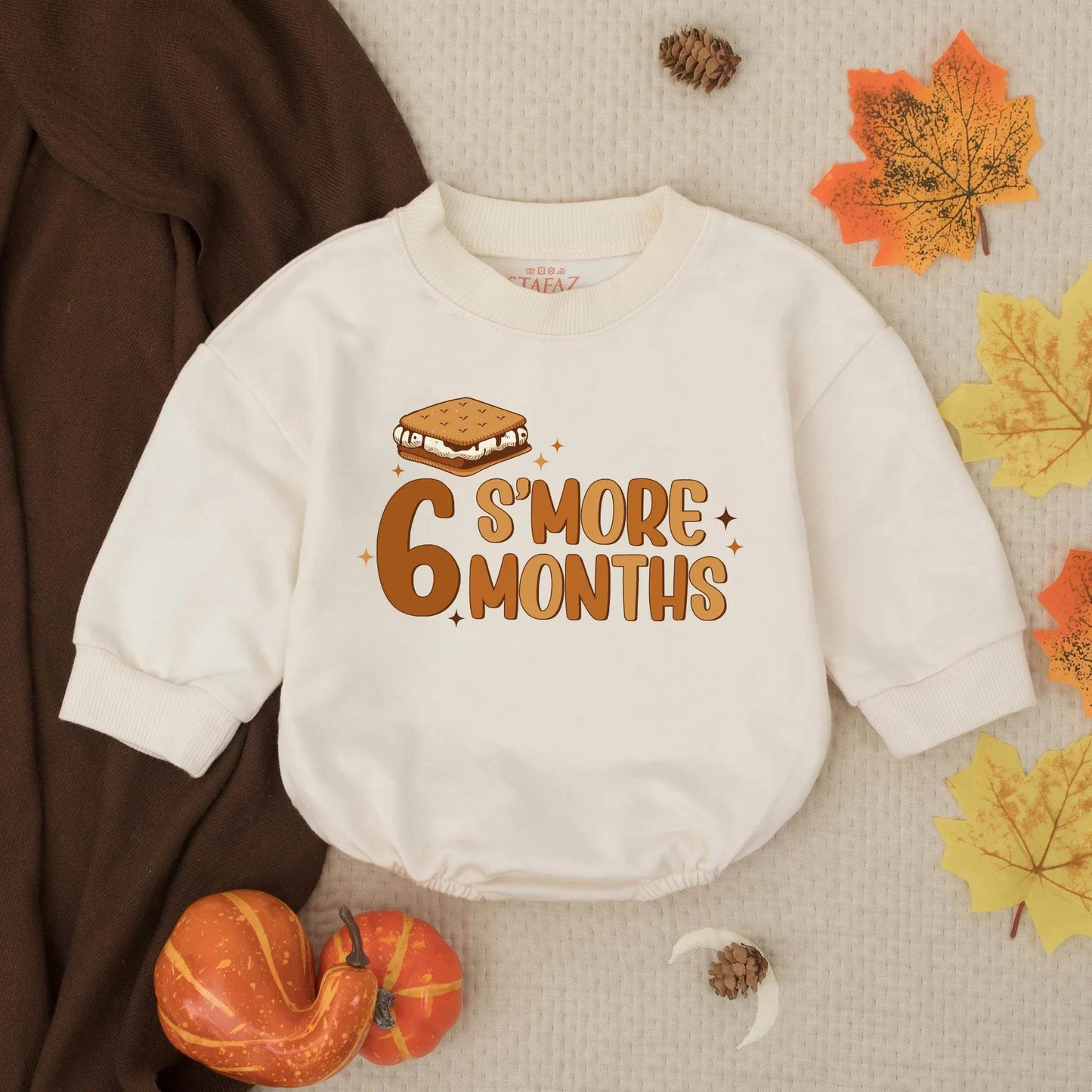 Personalized 6 S'more Months Half Birthday Girl Bubble Romper Outfit with Cute Cake Design Soft Baby Toddler Milestone Gift Clothes