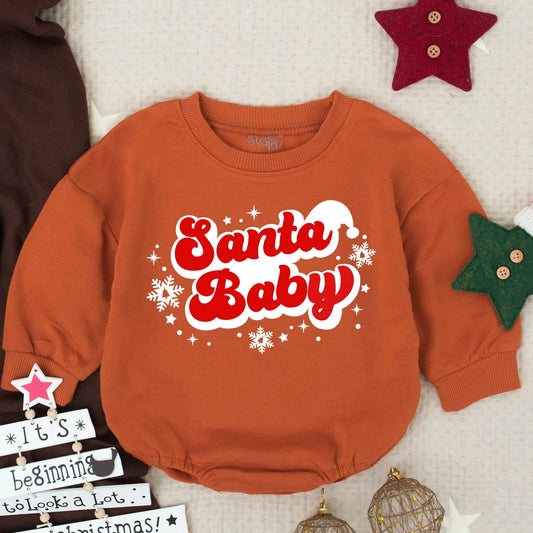 Santa Baby First Christmas Romper Infant Holiday Clothes Toddler Christmas Outfit Baby Shower Gift Cute Newborn Santa Romper Winter Clothes Gift 138