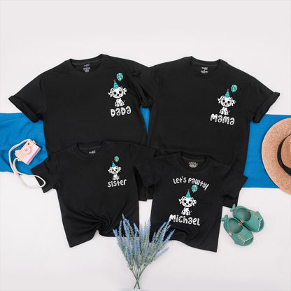 Let's Pawty Puppy Birthday Shirt Family Matching Dalmatian Dog Party Tee for Boys Girls 1st Birthday Cute Cartoon Outfit Soft Cotton