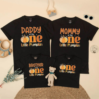 One Little Pumpkin Matching Family Shirts, Orange 1st Birthday Outfit, Mommy Daddy & Brother, Fall Pumpkin Patch Party, Cute Autumn Theme, Dot Stripes (138)