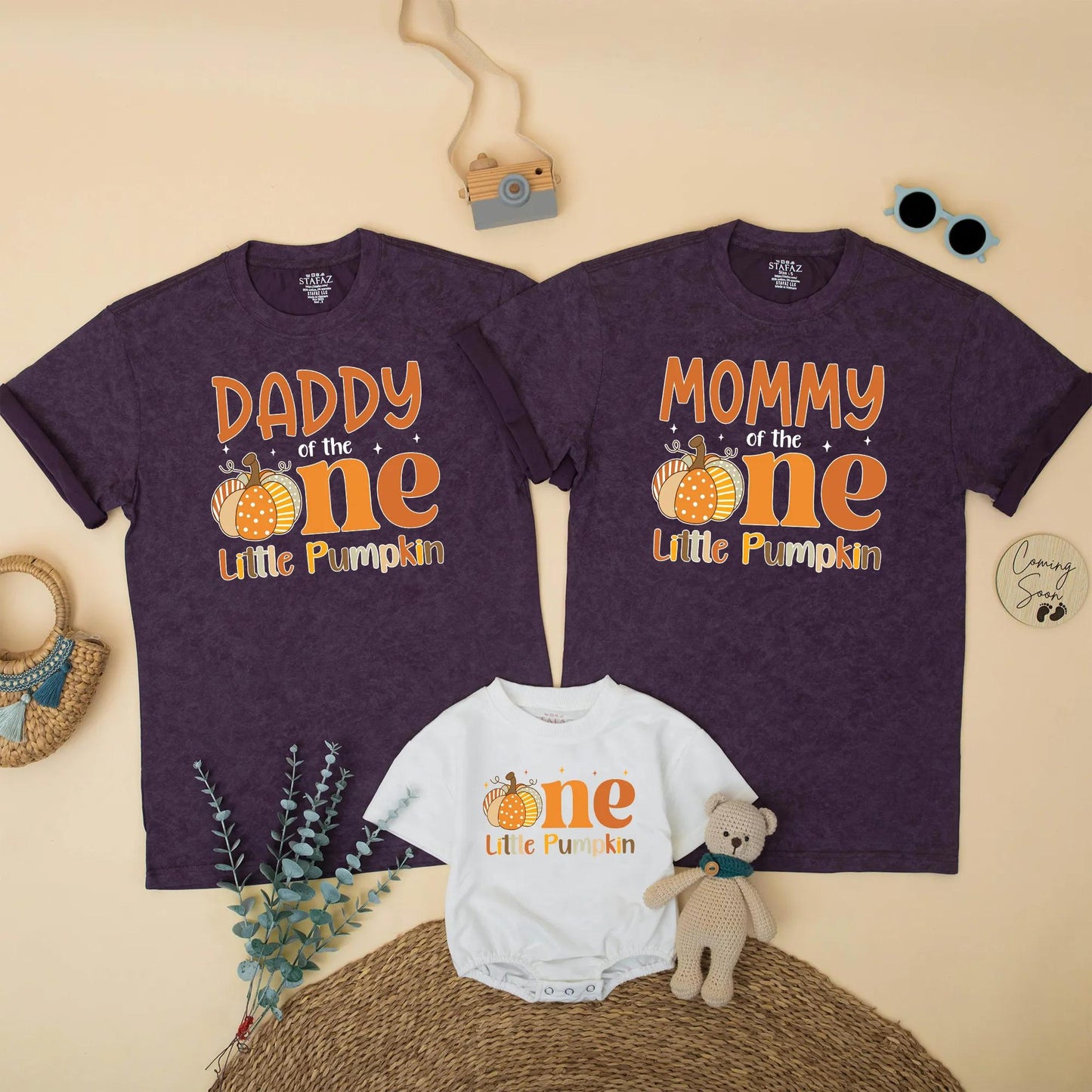 One Little Pumpkin Matching Family Shirts, Orange 1st Birthday Outfit, Mommy Daddy & Brother, Fall Pumpkin Patch Party, Cute Autumn Theme, Dot Stripes (138)