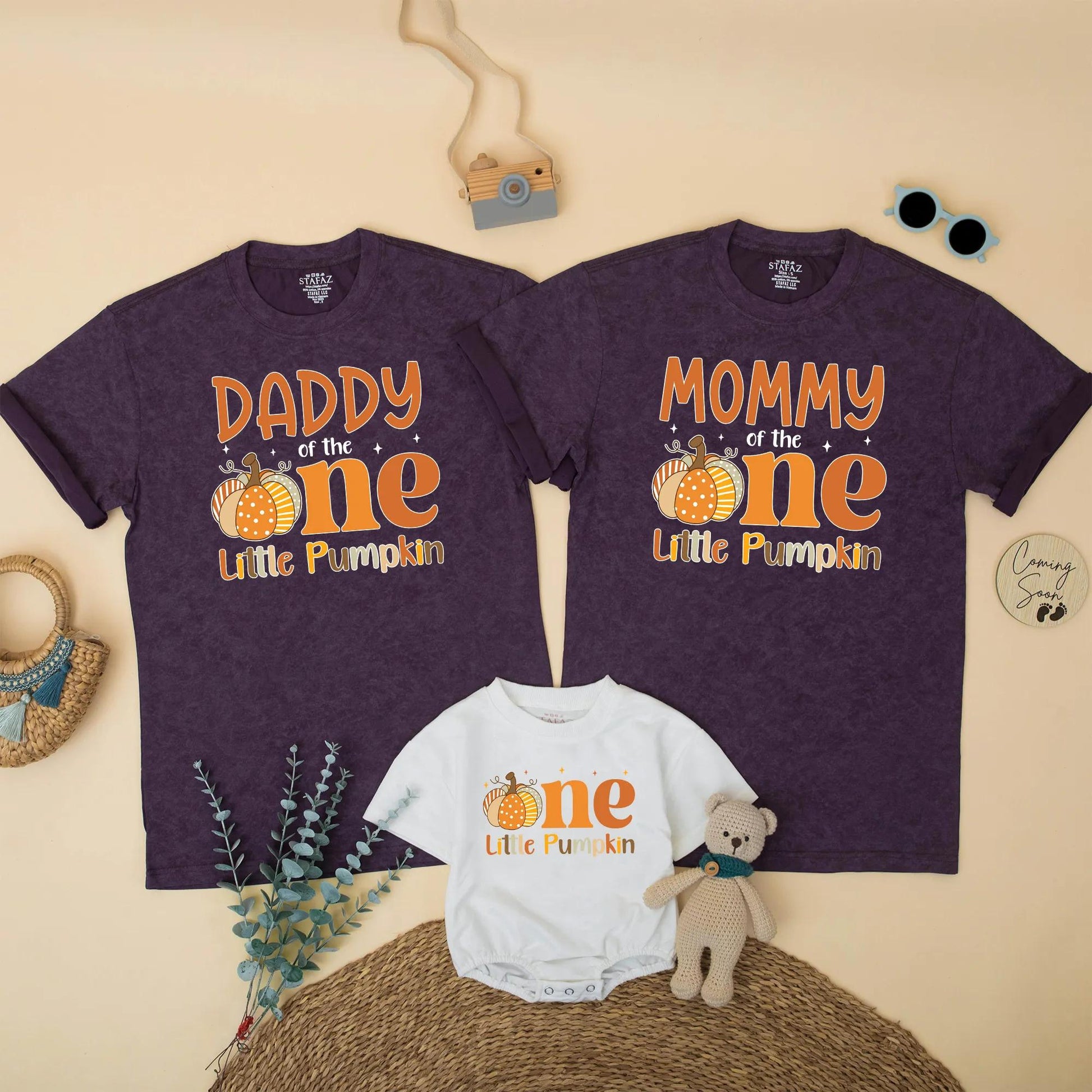 One Little Pumpkin Matching Family Shirts, Orange 1st Birthday Outfit, Mommy Daddy & Brother, Fall Pumpkin Patch Party, Cute Autumn Theme, Dot Stripes (138)