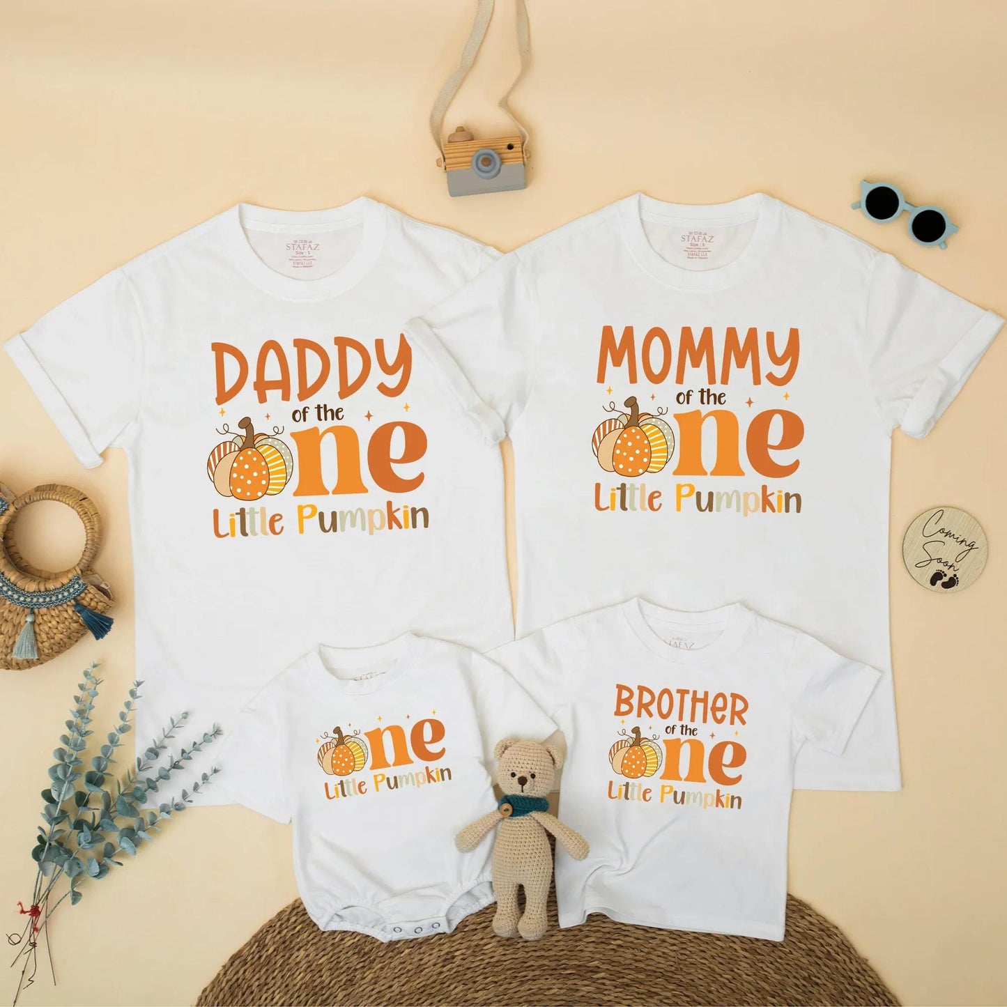One Little Pumpkin Matching Family Shirts, Orange 1st Birthday Outfit, Mommy Daddy & Brother, Fall Pumpkin Patch Party, Cute Autumn Theme, Dot Stripes (138)