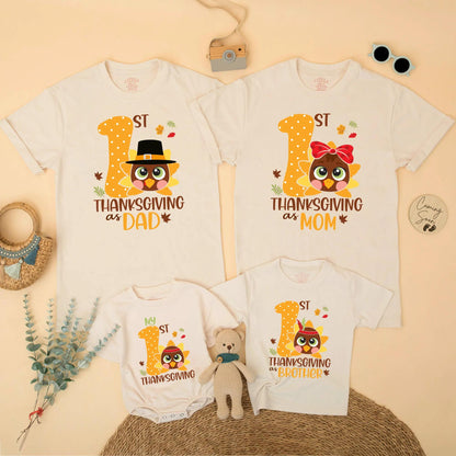 My 1st Thanksgiving Matching Family Turkey Shirt: Cute Orange Number One Design for Baby's First Turkey Day, Thanksgiving Dad Star Tee, Soft Cotton