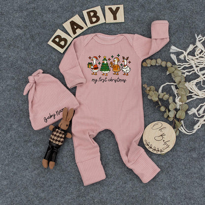 My First Christmas Outfit Baby Bodysuit & Hat Set, Cute Geese Newborn Holiday Romper, Soft Infant Xmas Clothes, Perfect Baby Shower Gift, Coming Home Outfit (138 chars)