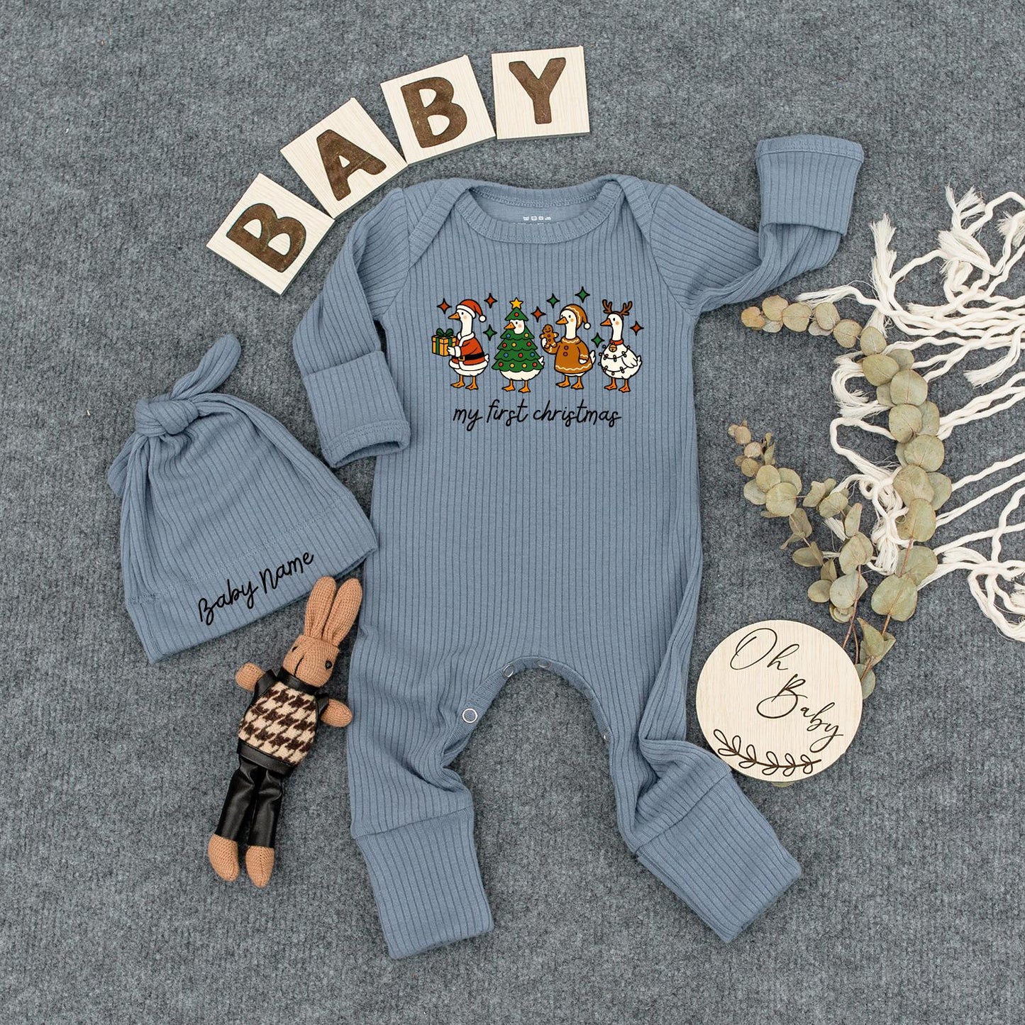 My First Christmas Outfit Baby Bodysuit & Hat Set, Cute Geese Newborn Holiday Romper, Soft Infant Xmas Clothes, Perfect Baby Shower Gift, Coming Home Outfit (138 chars)