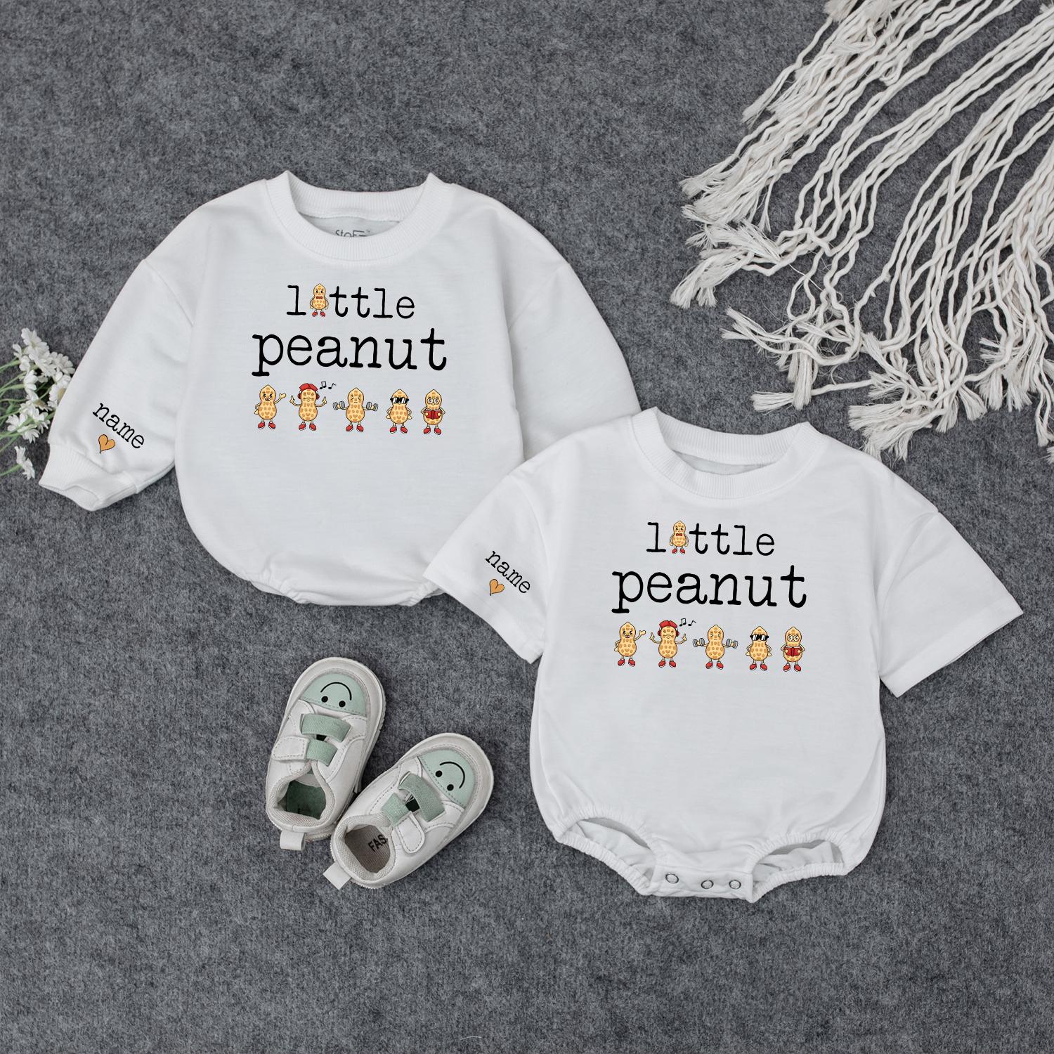 Little Peanut Baby Outfit: Cute Bodysuit & Sweatshirt Set with Custom Name & Peanuts! Newborn Gift Idea