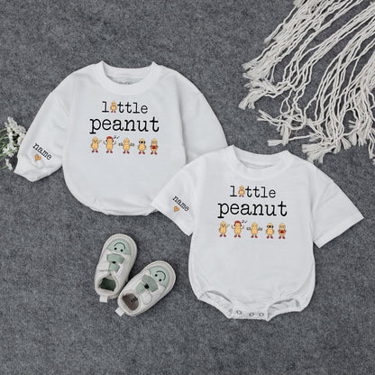 Little Peanut Baby Outfit: Cute Bodysuit & Sweatshirt Set with Custom Name & Peanuts! Newborn Gift Idea