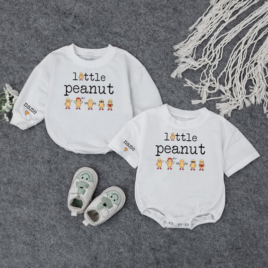 Little Peanut Baby Outfit: Cute Bodysuit & Sweatshirt Set with Custom Name & Peanuts! Newborn Gift Idea