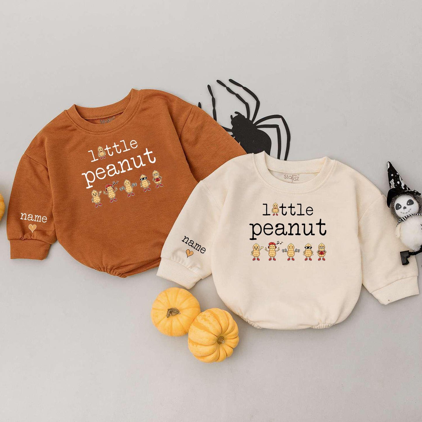 Little Peanut Baby Outfit: Cute Bodysuit & Sweatshirt Set with Custom Name & Peanuts! Newborn Gift Idea