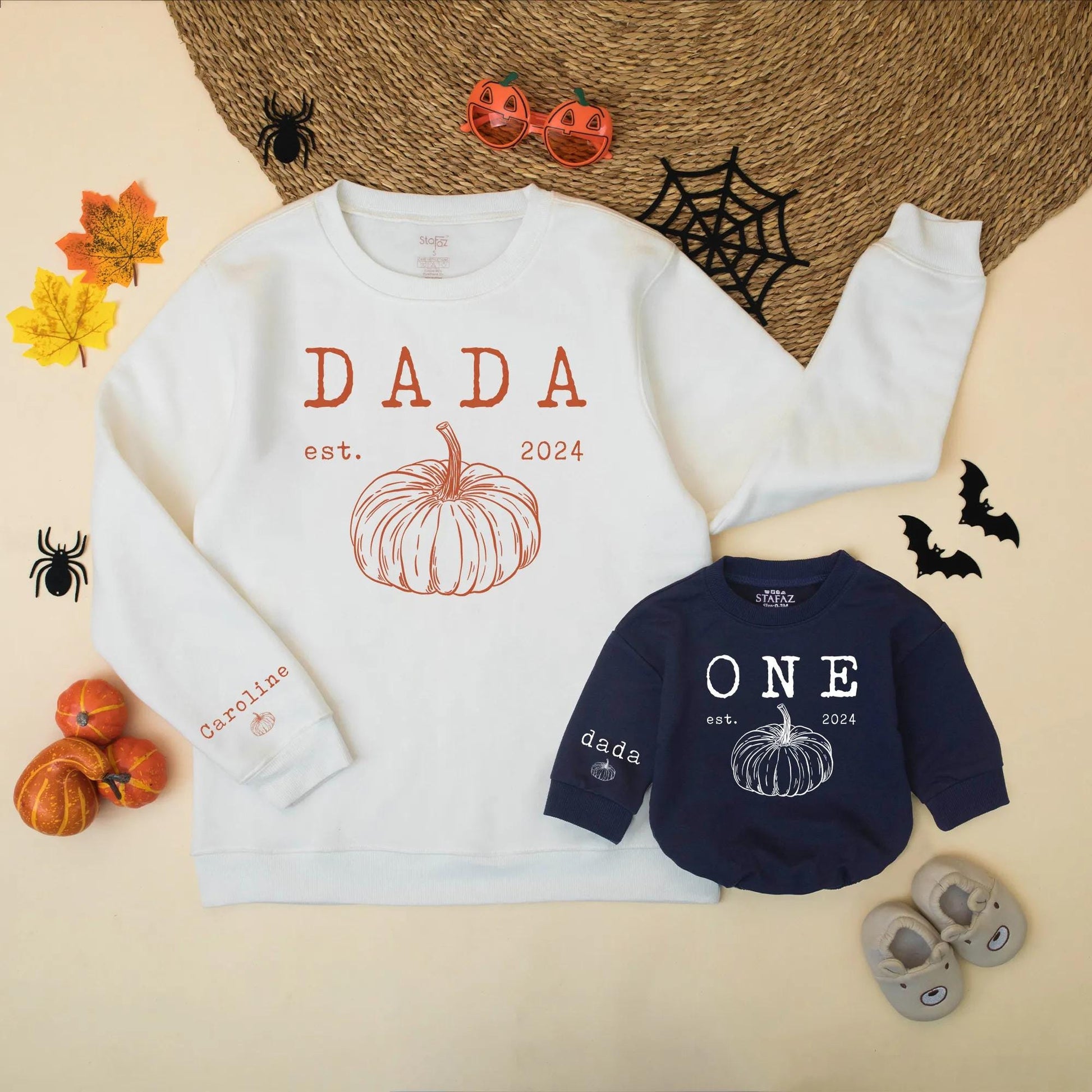Matching Pumpkin Family Birthday Sweatshirts Mama Dada Baby First Birthday Pumpkin Season Gift Rust
