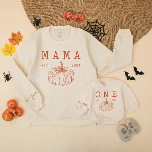 Matching Pumpkin Family Birthday Sweatshirts Mama Dada Baby First Birthday Pumpkin Season Gift Rust