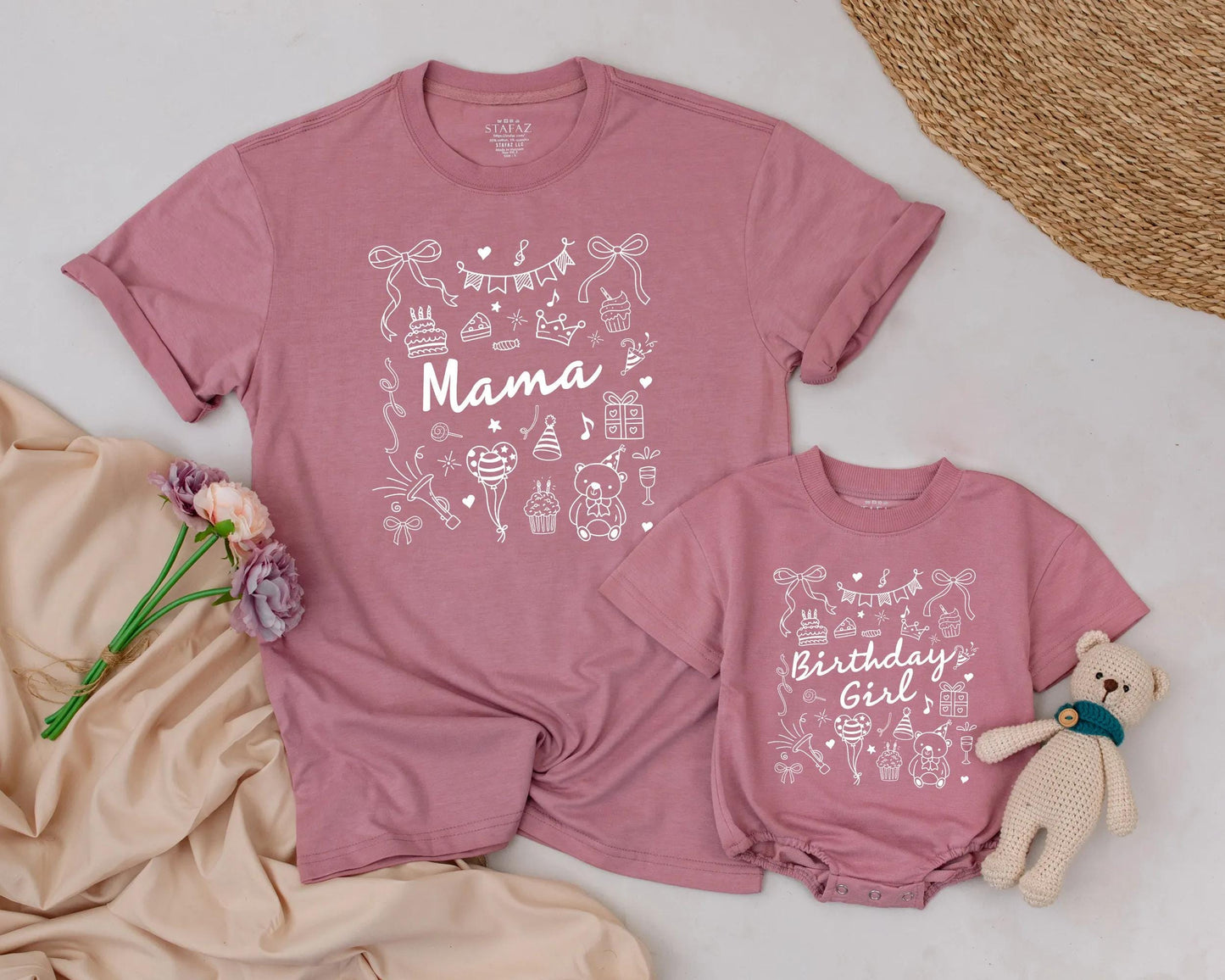 Pink Bow Birthday Girl Matching Family Shirts: Dada, Mama, Brother & Me! First Birthday Outfit Cake Smash Fun, Personalized Party Clothes, One Year Old, Baby