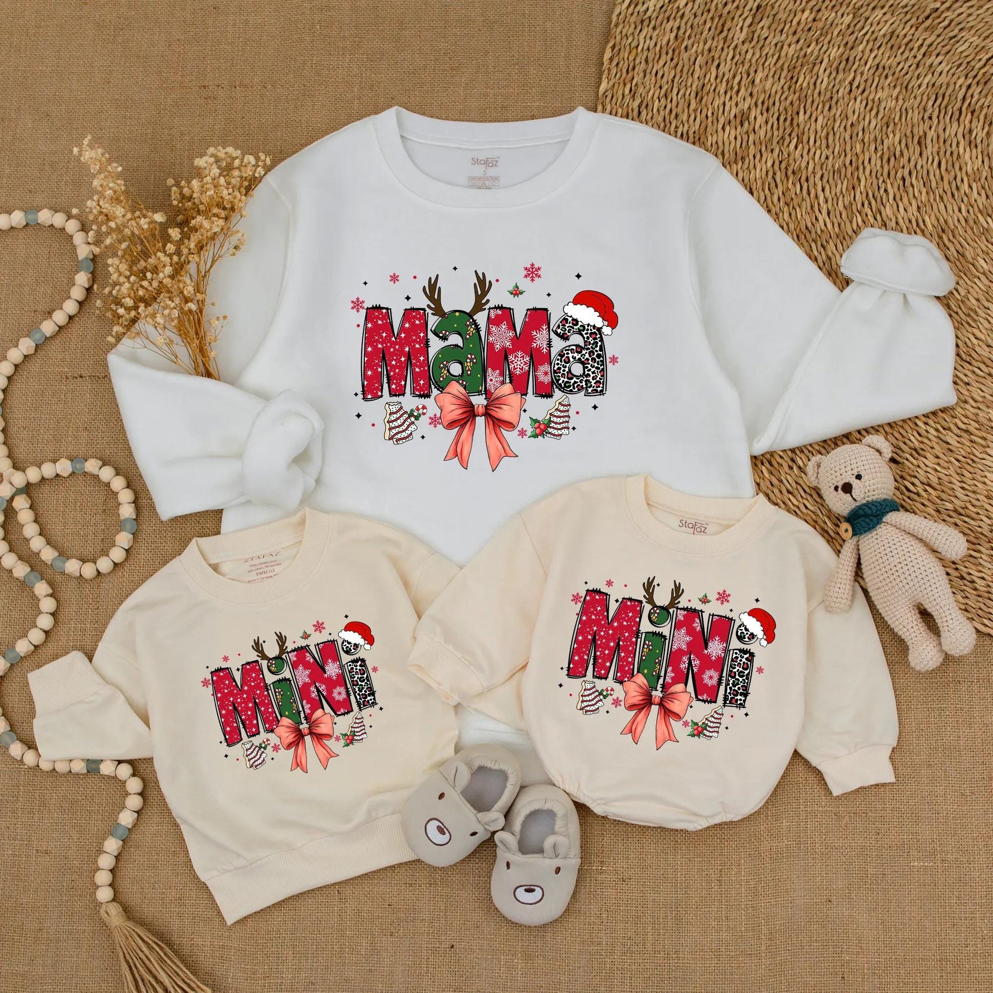 Matching Mama and Mini Christmas Sweatshirts with Holiday Bows Festive Mother Daughter Outfit Toddler Sweater Merry Xmas Gift Idea Cute & Cozy Sweatshirt  