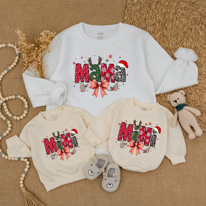 Matching Mama and Mini Christmas Sweatshirts with Holiday Bows Festive Mother Daughter Outfit Toddler Sweater Merry Xmas Gift Idea Cute & Cozy Sweatshirt  