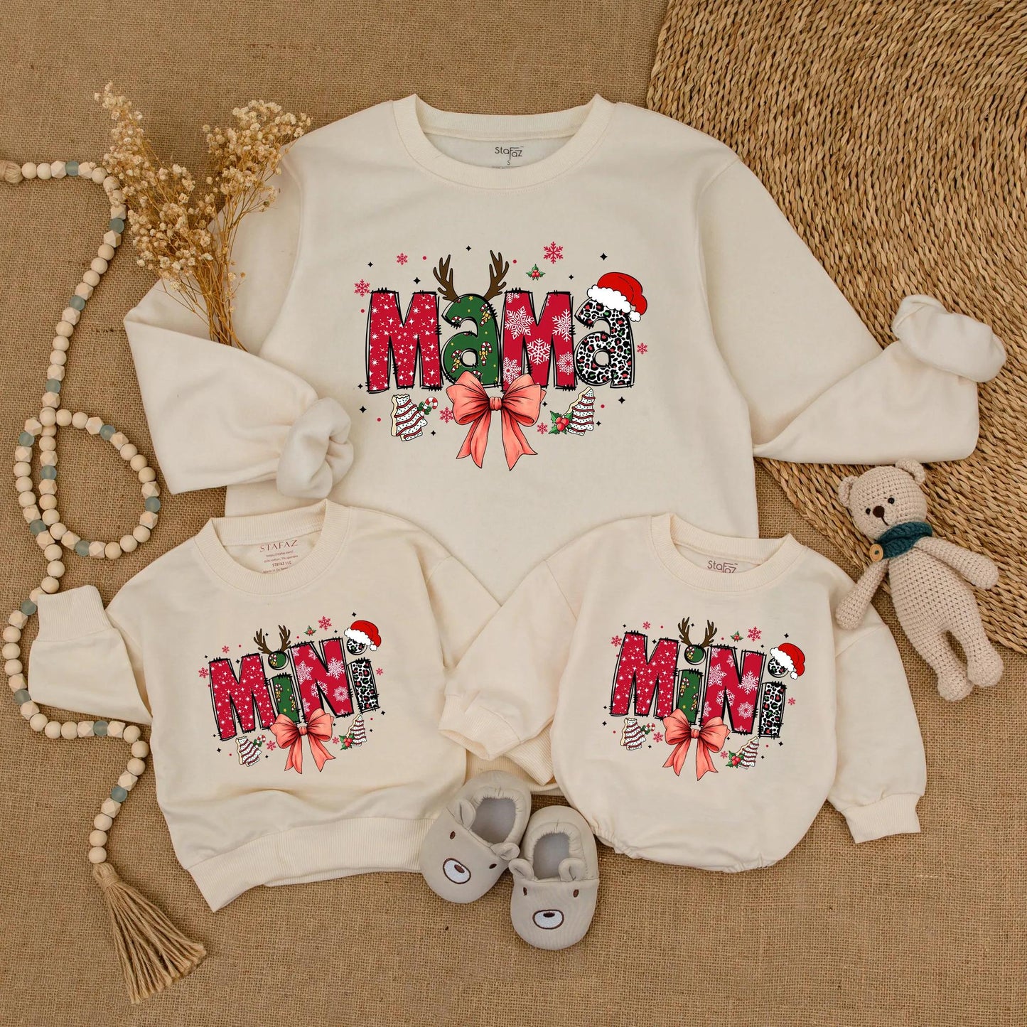 Matching Mama and Mini Christmas Sweatshirts with Holiday Bows Festive Mother Daughter Outfit Toddler Sweater Merry Xmas Gift Idea Cute & Cozy Sweatshirt  