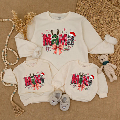 Matching Mama and Mini Christmas Sweatshirts with Holiday Bows Festive Mother Daughter Outfit Toddler Sweater Merry Xmas Gift Idea Cute & Cozy Sweatshirt  