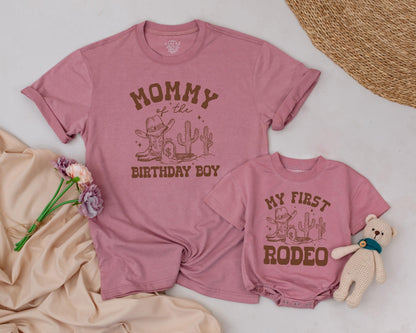 My First Rodeo 1st Birthday Family Matching Shirts Western Cowboy Theme Baby Outfit Daddy and Me Celebration Gift