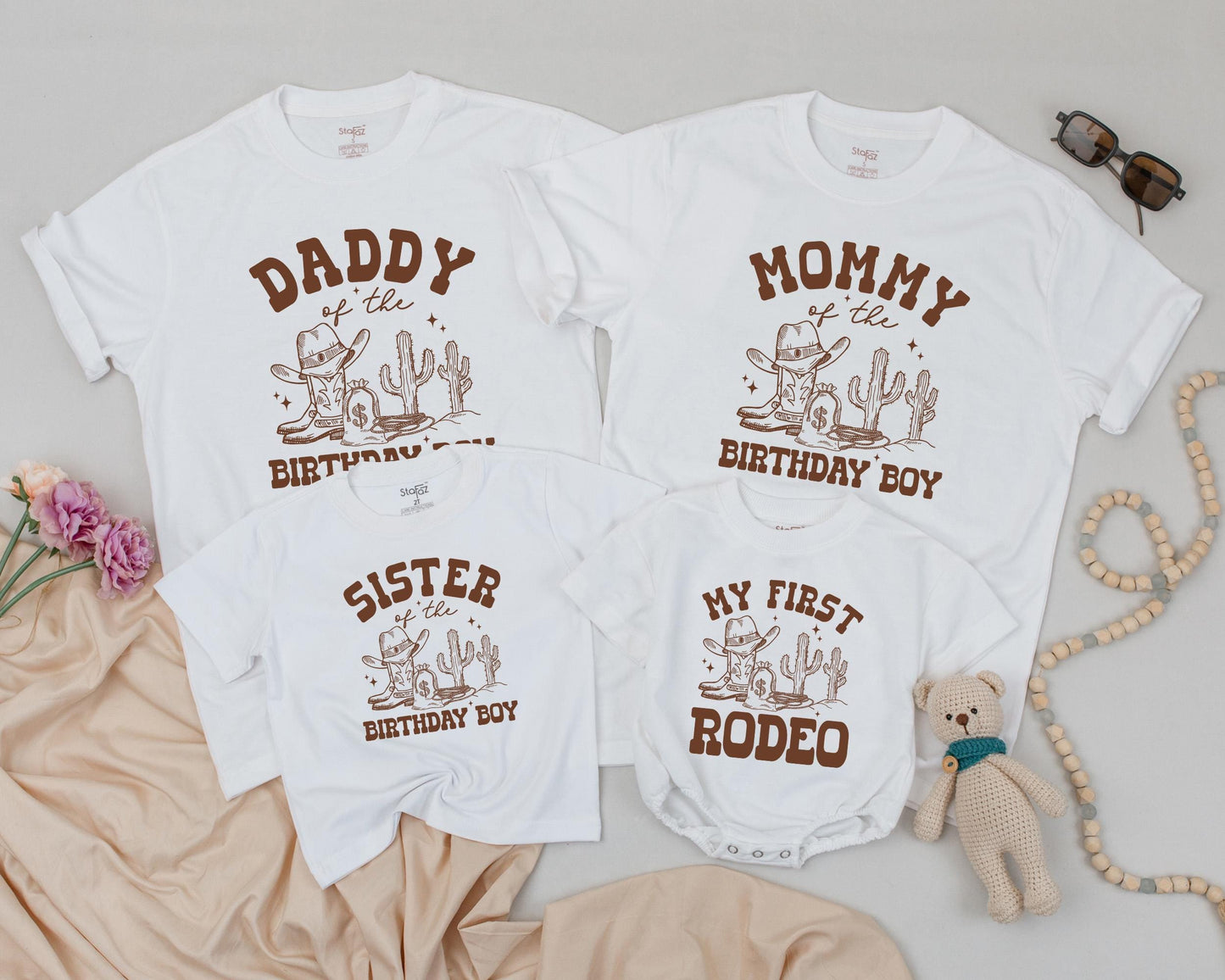 My First Rodeo 1st Birthday Family Matching Shirts Western Cowboy Theme Baby Outfit Daddy and Me Celebration Gift
