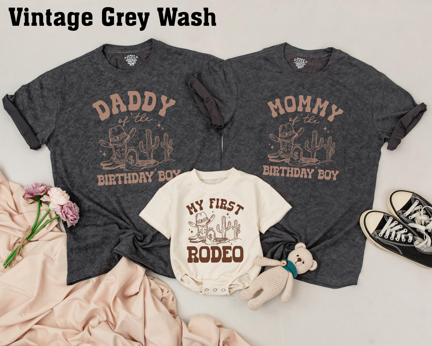 My First Rodeo 1st Birthday Family Matching Shirts Western Cowboy Theme Baby Outfit Daddy and Me Celebration Gift