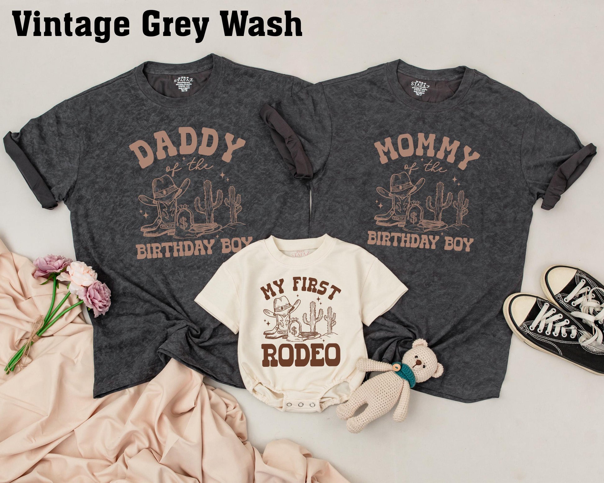 My First Rodeo 1st Birthday Family Matching Shirts Western Cowboy Theme Baby Outfit Daddy and Me Celebration Gift