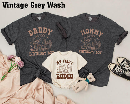 My First Rodeo 1st Birthday Family Matching Shirts Western Cowboy Theme Baby Outfit Daddy and Me Celebration Gift